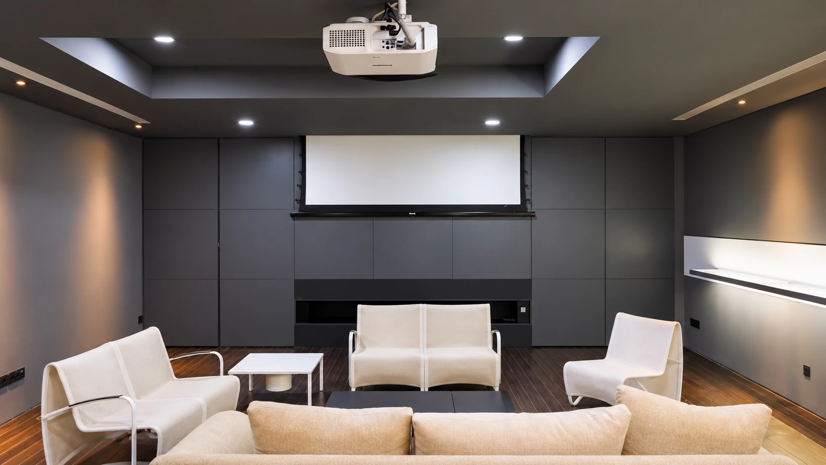 Entertainment room with projector screen at 2 Jalan Elok