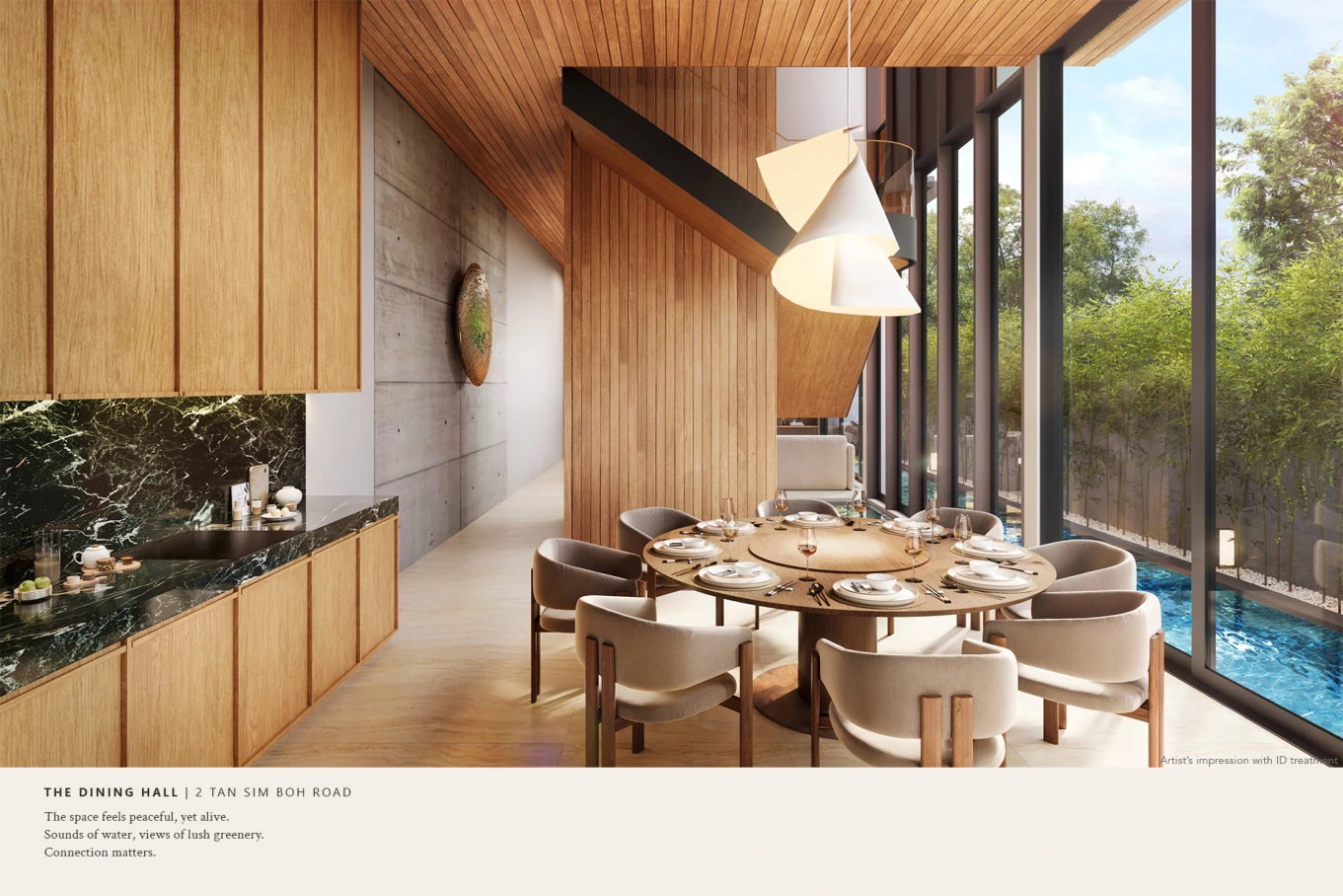 Solstice collection dining space, developer’s artist’s impression; not an exact unit photograph